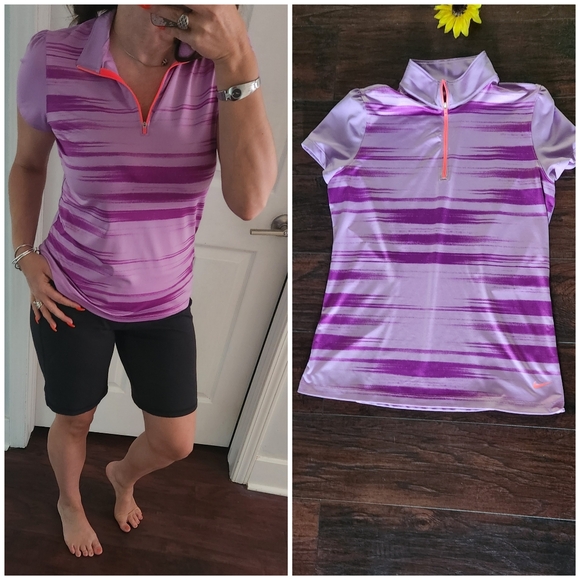 Nike Golf Tour Performance Dri Fit Pink Half Zip Shirt Womens Size L - Picture 1 of 6